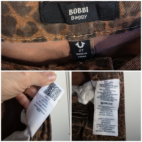 True Religion Bobbi Big T Baggy Leopard Print Cargo Pants - Picture 14 of 15